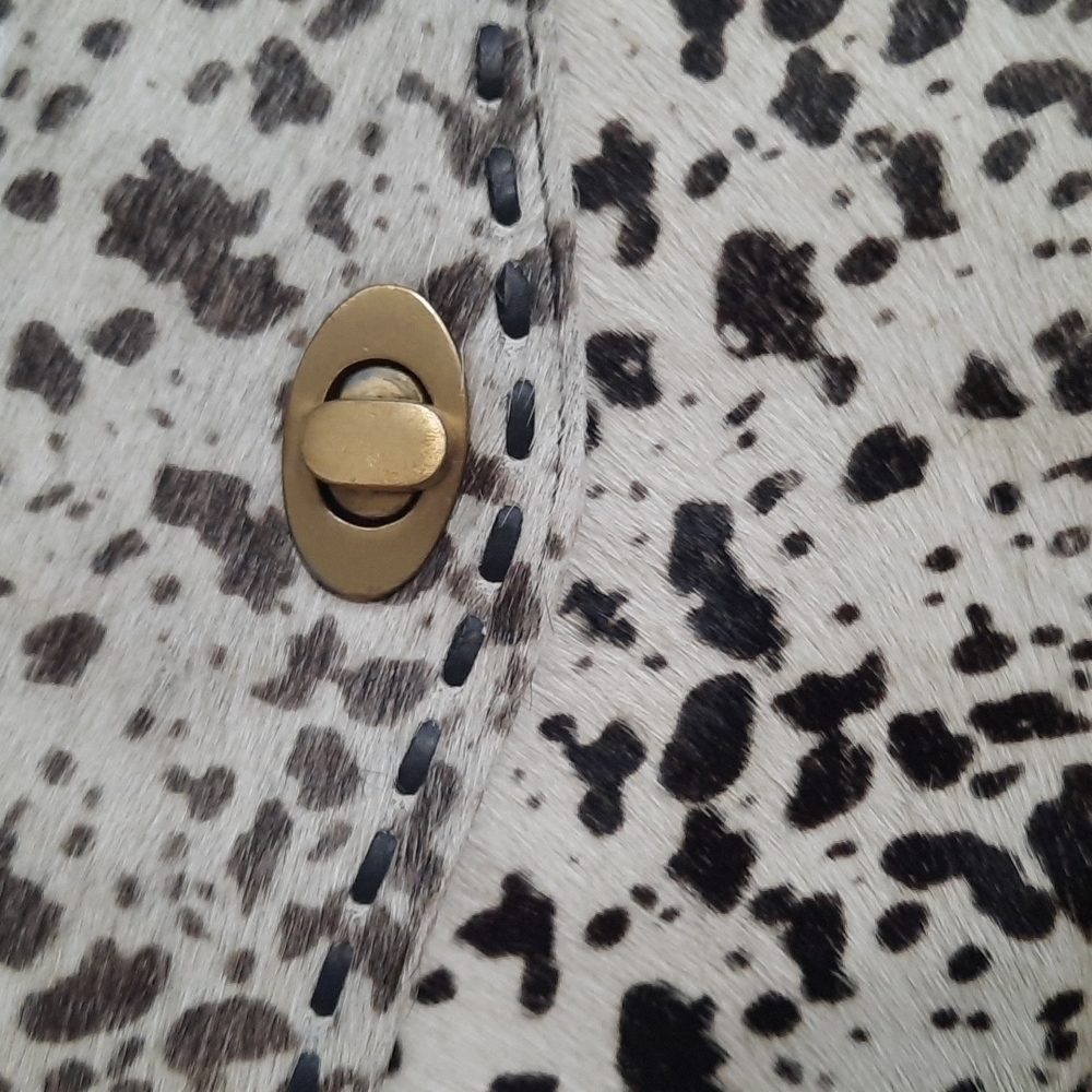MYRA Bag Frisky Black & White Cowhide Clutch Wristlet - Picture 6 of 7